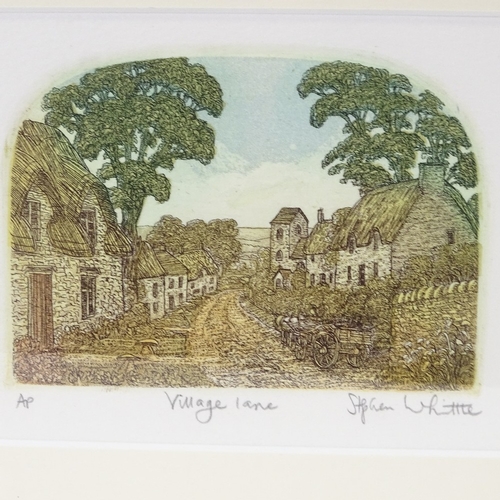 2122 - Stephen Whittle, pair of coloured etchings, rural scenes, signed in pencil, image 2.5