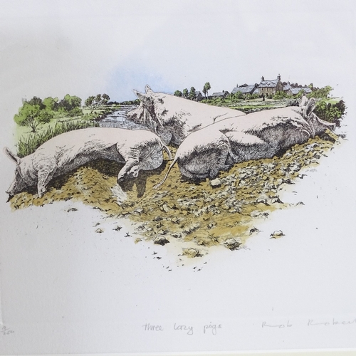 2123 - Rob Roberts, 2 etchings, 3 lazy pigs, 4.5