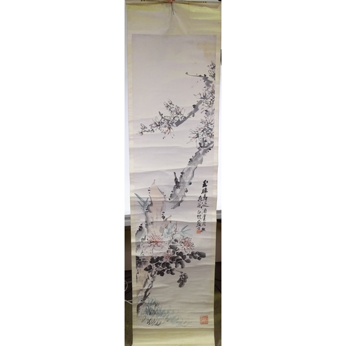 2133 - A Chinese scroll painting with text and seals