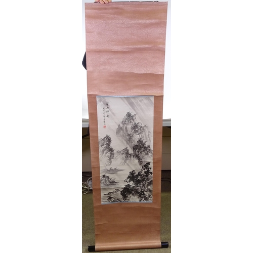 2135 - A Chinese scroll painting with text and seals