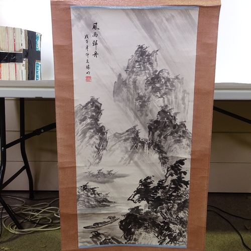 2135 - A Chinese scroll painting with text and seals