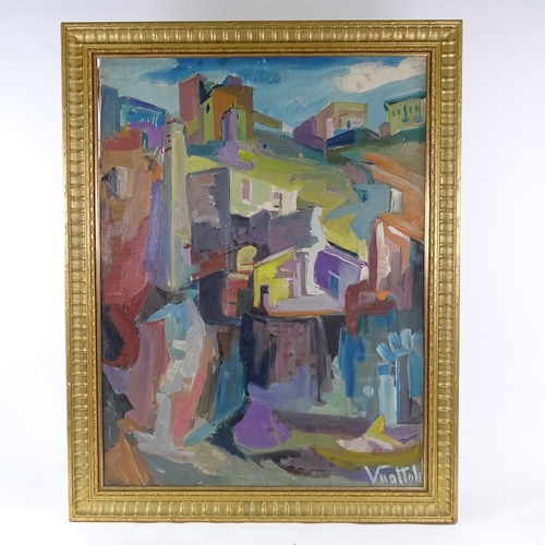 2139 - Vuattolo Lucenti (1901 - 1961), oil on canvas, Italian town scene, signed, 31