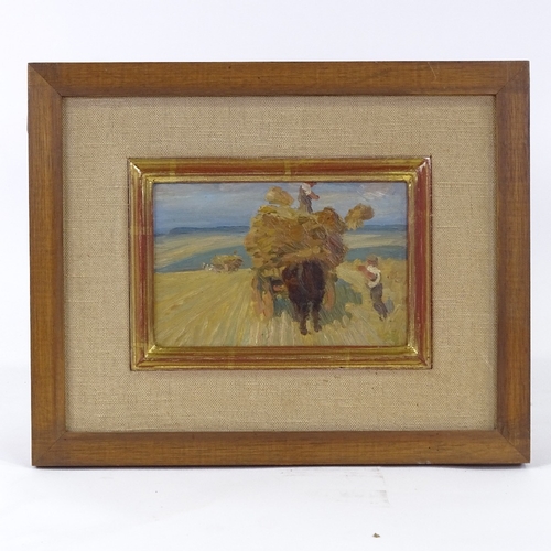 2141 - Lowes Dalbiac Luard (1872 - 1944), oil on board, the hay cart, label verso, 5