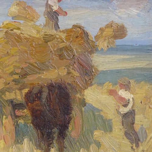 2141 - Lowes Dalbiac Luard (1872 - 1944), oil on board, the hay cart, label verso, 5