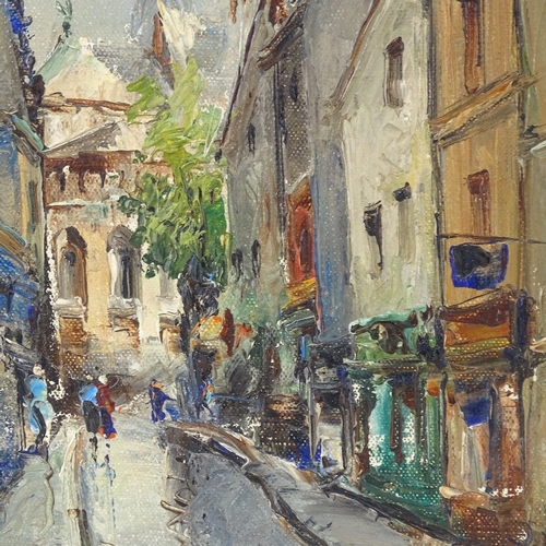 2149 - Oil on canvas, Parisian street scene, unsigned, 15