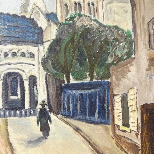 2149 - Oil on canvas, Parisian street scene, unsigned, 15