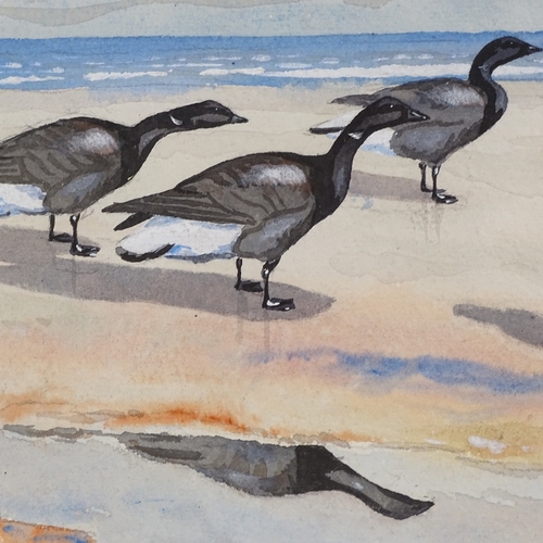 2152 - Sir Peter Scott, watercolour, geese at the shore, signed and dated 1929, 9.5