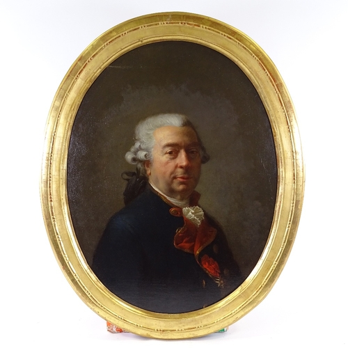 2155 - 18th century French School, oil on canvas, half length portrait of a gentleman, unsigned with intere... 