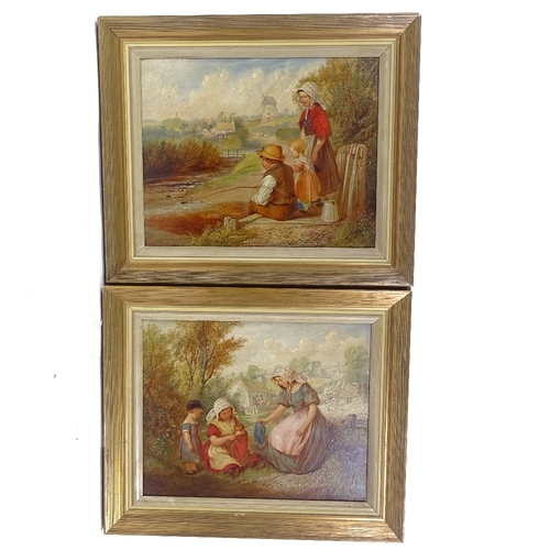 2156 - Attributed to Walter Helmsley, pair of 19th century oils on wood panels, studies of Victorian childr... 