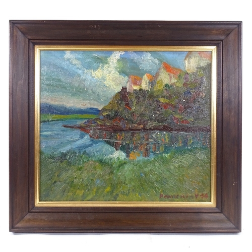 2158 - Wesley Penberthy (Australian), oil on board, impressionist buildings, signed, 13.5