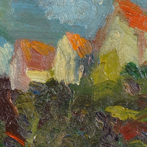 2158 - Wesley Penberthy (Australian), oil on board, impressionist buildings, signed, 13.5