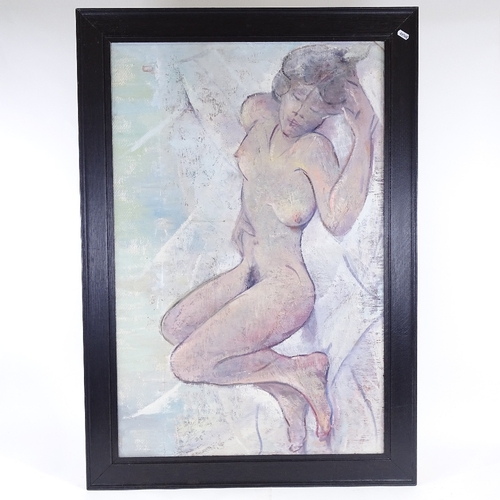 2161 - A Hance, oil on board, nude, signed verso, 23