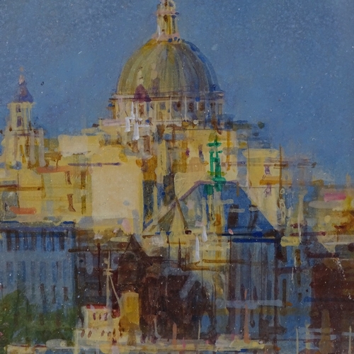 2174 - Grenville Cottingham (born 1945), gouache, HMS President near St Paul's, signed, 8