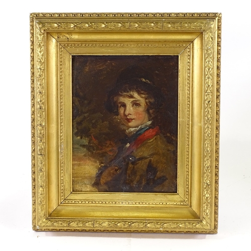 2176 - James Inskipp (1790 - 1868), oil on panel, portrait of a boy, inscribed verso, 9