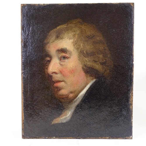 2177 - Attributed to John Opie (1761 - 1807), oil on millboard, portrait of a gentleman, unsigned, 17