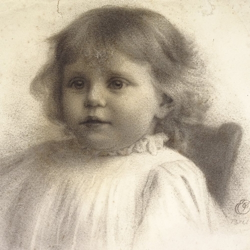 2179 - Charcoal on paper, portrait of a child, circa 1900, 10.5