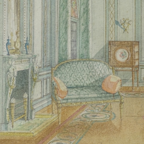 2189 - B Hookey, watercolour, architectural interior, 1925, signed, 11