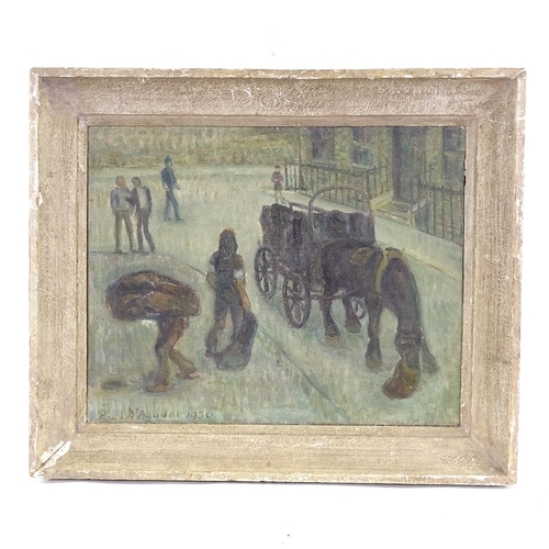 2191 - Paul D'Aguilar (born 1924), oil on canvas, street scene, signed and dated 1950, 16