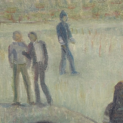 2191 - Paul D'Aguilar (born 1924), oil on canvas, street scene, signed and dated 1950, 16