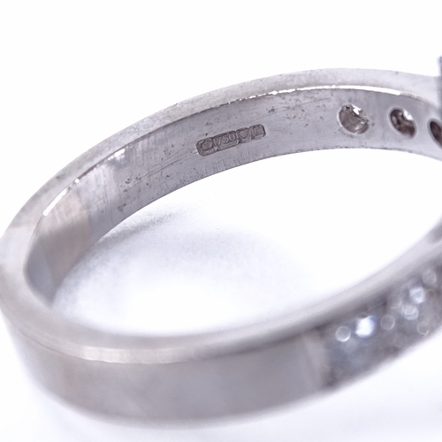 1102 - A 3.75ct marquise brilliant-cut solitaire diamond ring, graduated round brilliant-cut diamond should... 