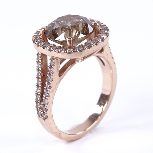 1104 - A 4.15ct Fancy Light Brown diamond cluster ring, with GEL Labs Diamond Grading Report No. GEL1163307... 