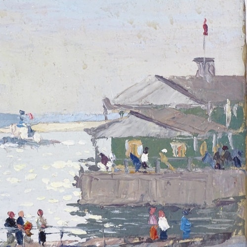 2194 - Boris Cherkasov (Russian), oil on board, harbour scene, inscribed verso, 12