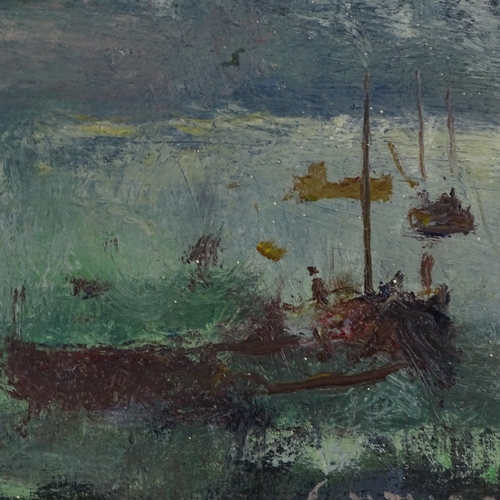 2196 - Fred Cuming, oil on board, Hove by moonlight, 1992, Exhibition label verso, 4