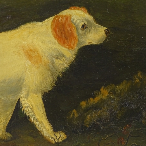 2199 - L Annette, oil on board, dog in a landscape, signed, 12