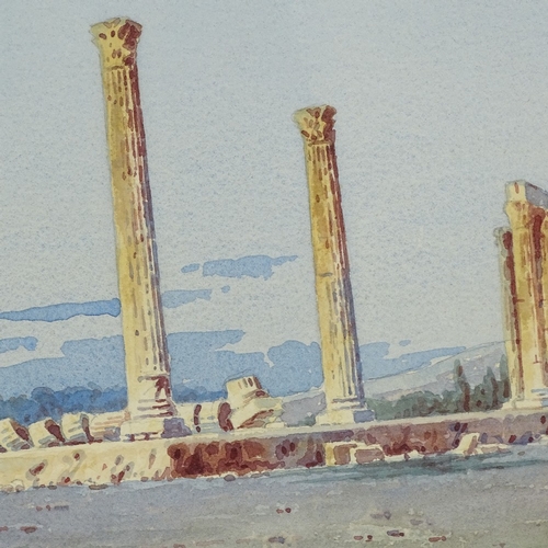 2209 - Greek School, watercolour, temple ruins, indistinctly signed, 9.5