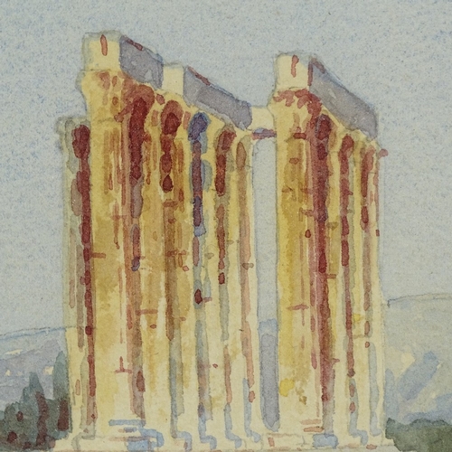 2209 - Greek School, watercolour, temple ruins, indistinctly signed, 9.5