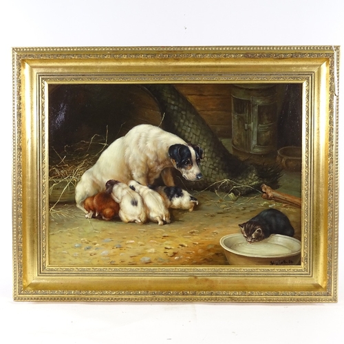 2222 - Johnny Gaston (born 1955), oil on board, feeding time, signed and dated '84, 15