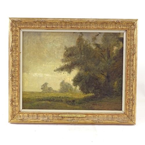 2225 - Henry G Moon (1857 - 1905), oil on panel, rural scene, signed verso, 7.5