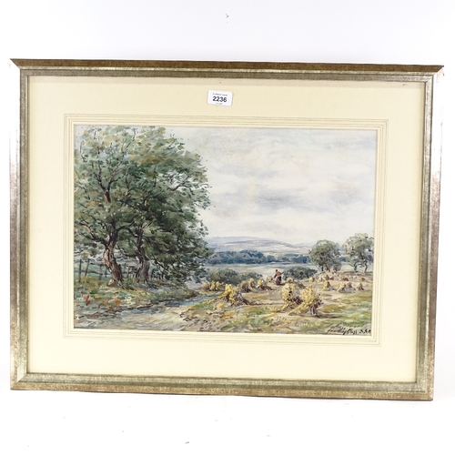 2236 - John Hamilton Glass (Scottish 1820 - 1885), watercolour, harvest landscape, signed 13