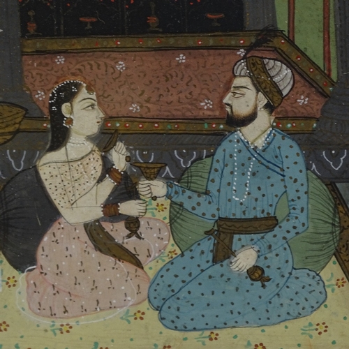 2240 - A pair of Indian/Mughal gouache paintings on paper, court scenes with text inscriptions, 10