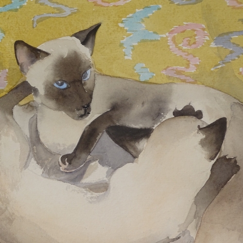 2241 - Heather Hilder, 2 watercolours, Siamese cats, 11.5