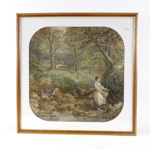 2252 - Charles Callcott, 19th century watercolour, figures in woodland, 17.5