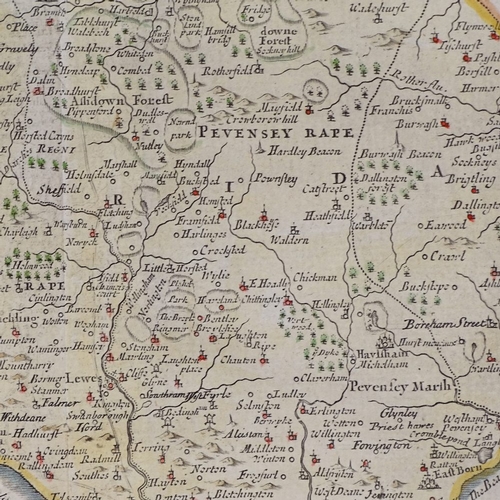 2254 - Robert Morden, hand coloured map of Sussex, 1722, image 13.5