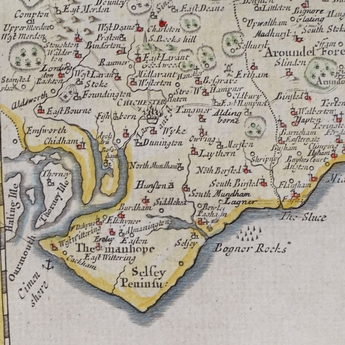 2254 - Robert Morden, hand coloured map of Sussex, 1722, image 13.5