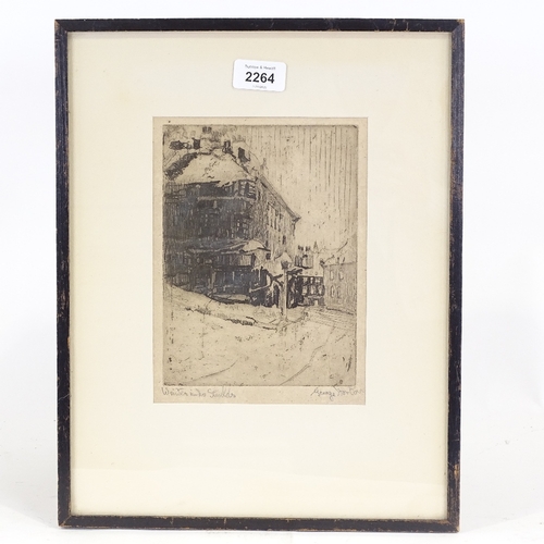 2264 - George Horton (1859 - 1950), engraving, winter in North Shields, signed in pencil, plate 7.5