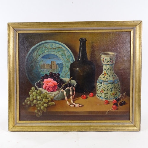 2269 - R H Hill, oil on canvas, still life, signed, 16