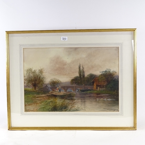 2272 - Henry Charles Fox, watercolour, canal scene, 1908, signed, 15