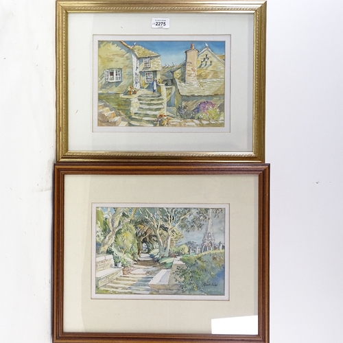 2275 - Gillian Hobbs, pair of watercolours, Cornish scenes, signed, 7.5