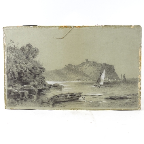 2279 - D De Ville, charcoal and chalk coastal view, 1902, 11