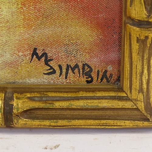 2281 - M Simbin, oil on board, modernist composition, 25