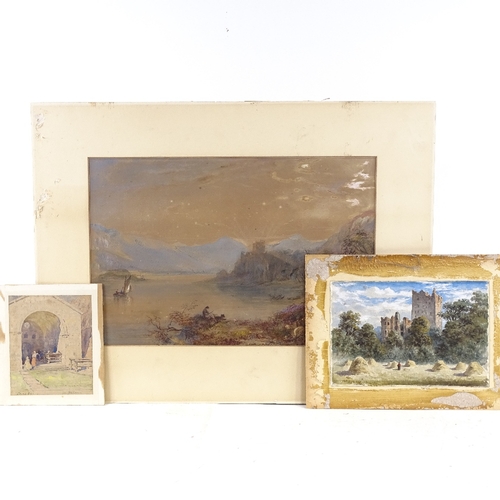 2283 - Folder of watercolours, including David Cox Snr, wooded landscape, 4.5