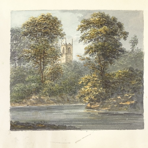 2283 - Folder of watercolours, including David Cox Snr, wooded landscape, 4.5