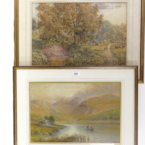 2291 - J Morris, 2 19th century watercolours, landscapes, 12