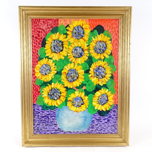 2292 - Royston Du Maurier-Lebek, oil on canvas, sunflowers, signed, 24