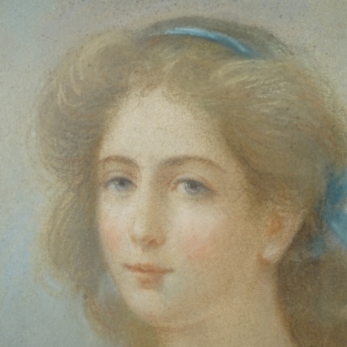 2293 - 19th century coloured pastels, portrait of a girl, unsigned, 19