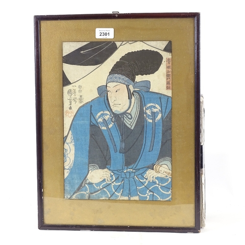 2301 - Kuniyoshi, 19th century woodblock print, Samurai Warrior, 13.5